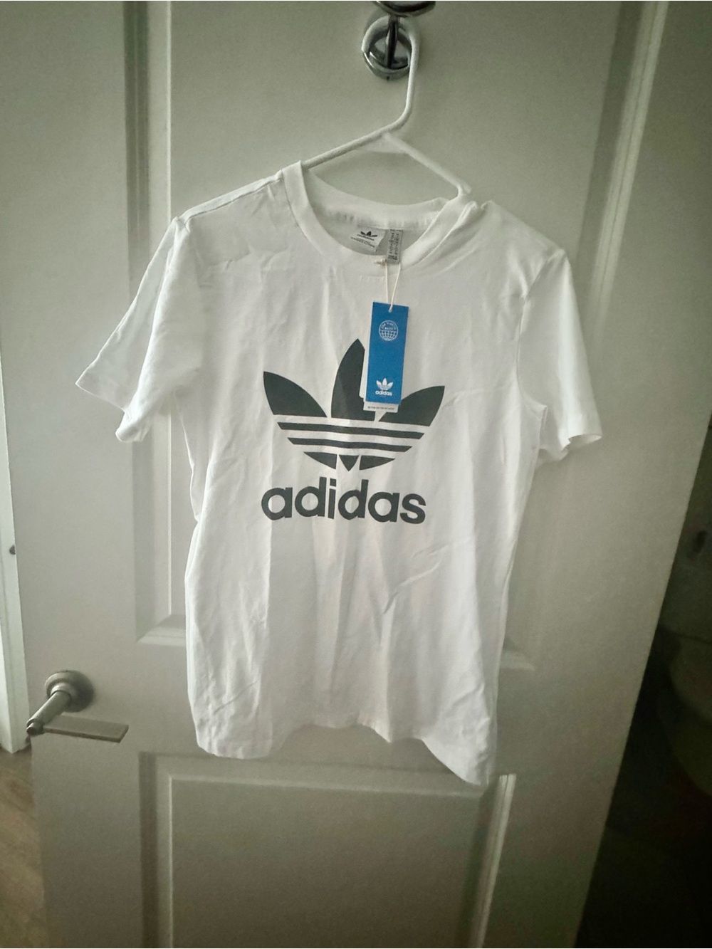 adidas White Short Sleeve Trefoil Logo Tee